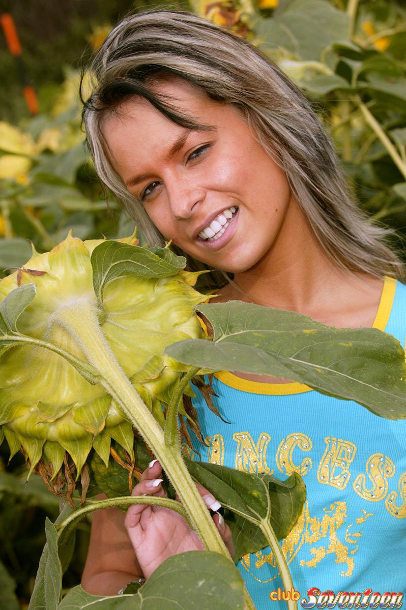Dutch Teenage Cutie Toying Her Pussy In A Sunflower Field