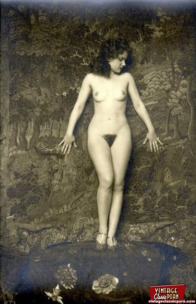Very Artistic Vintage Nude Hairy Girls Posing Solo Pictures