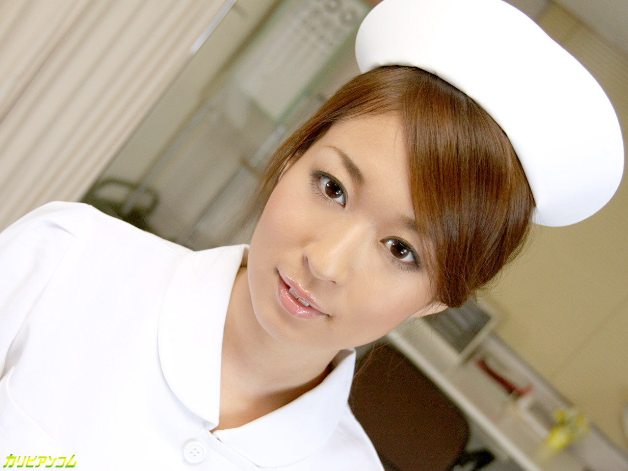Cute Japanese nurse Risa Misaki masturbates at