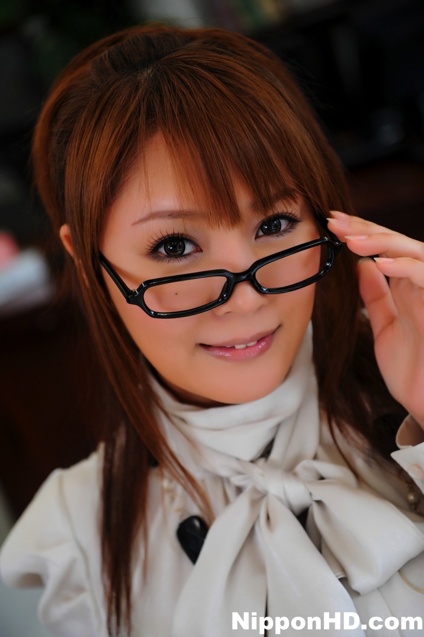Japanese redhead takes off her glasses and skirt during safe for