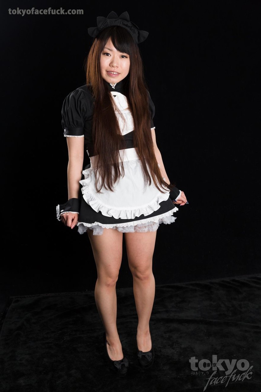Japanese maid masturbates after being mouth fucked in her uniform  