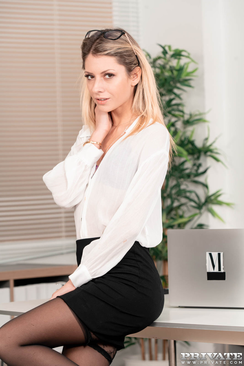 Blonde secretary Rebecca Volppetti seduces her boss