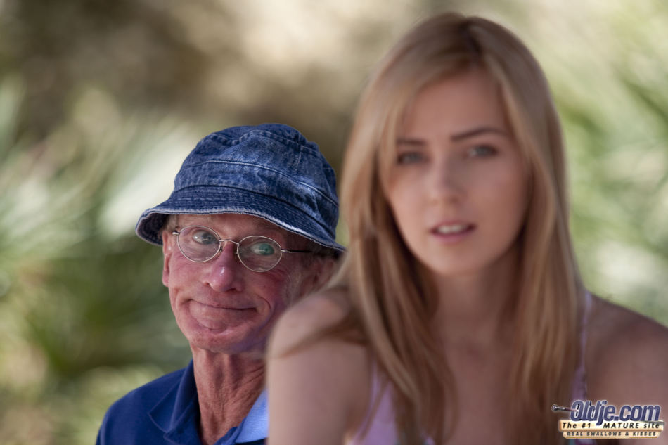 Young blonde girl satisfies her curiosity of fucking an old man