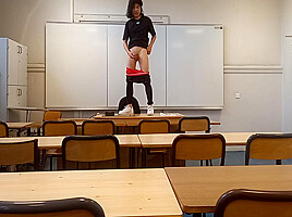After A Hot Striptease On The Teachers Desk, This Horny French-asian Student Takes Out His Dick At School And Jerks Off In A Risky University Classroom, Its Jon Arteen The Cheeky Effeminate Gay Twink And Her Soft Naked Femboy Butt 8 Min
