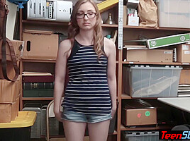 Gracie May In Nervous Teen Shoplifter In Glasses Fucked By A Officer