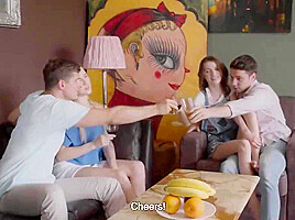 Oliver Trunk, Kristof Cale And Alecia Fox - Two Skinny Young Girls Cum From Caress And Tenderness During A Group S