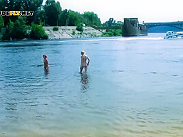 Nudist Teens With Slim Body Is Enjoying The Sun On The Rocky Beach