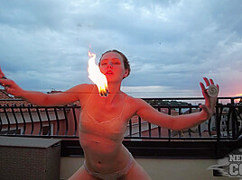 Rooftop Fire Dancing At Sunset With Ginger Lea