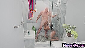 Busty ebony babe fucked in pussy hole while showering