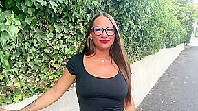 French Glasses Girl Mila and her HUGE TITS come back in front of the camera