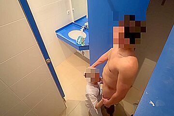 I Surprise The Cleaning Lady At The Gym Giving Me A Handjob In The Bathroom And She Helps Me Finish Cumming With A Blowjob