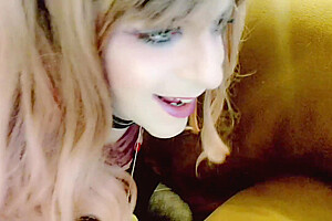 Cute Sissy With Purple Lace Lingerie Cum In Livecam
