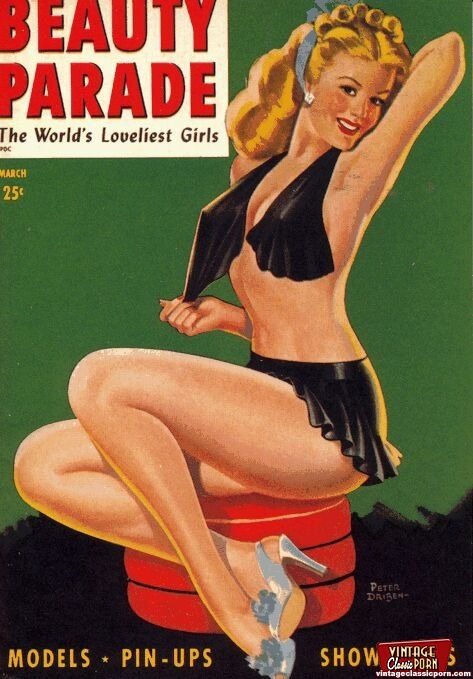Several Erotic Vintage Magazine Cover Babes Getting Naked  