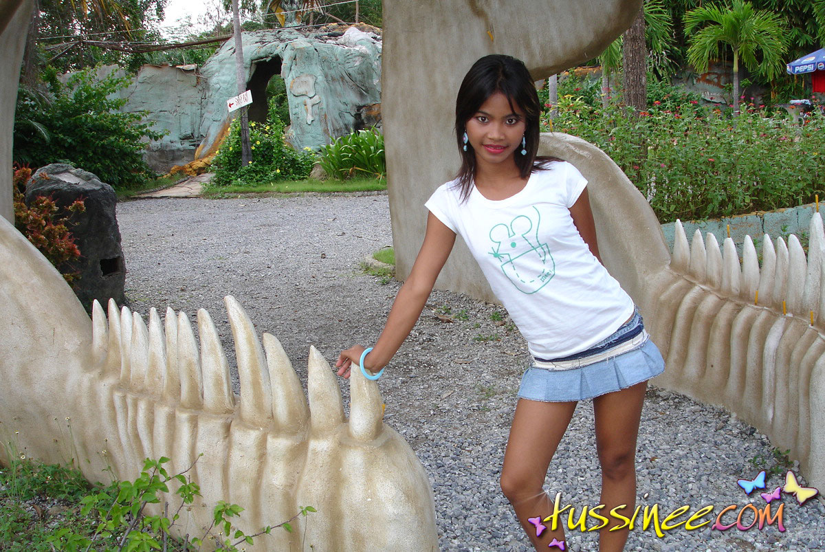 Asian Teen Tussinee Doing Some Public Flashing In A Dinosaur...  