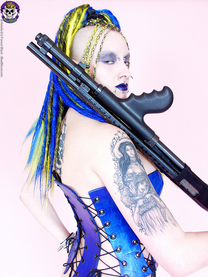 Very Naughty Punk Girl Plays With Guns  