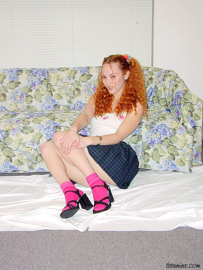 Pigtailed Redhead In A Plaid Skirt Spreads Her Tight Pussy A...  