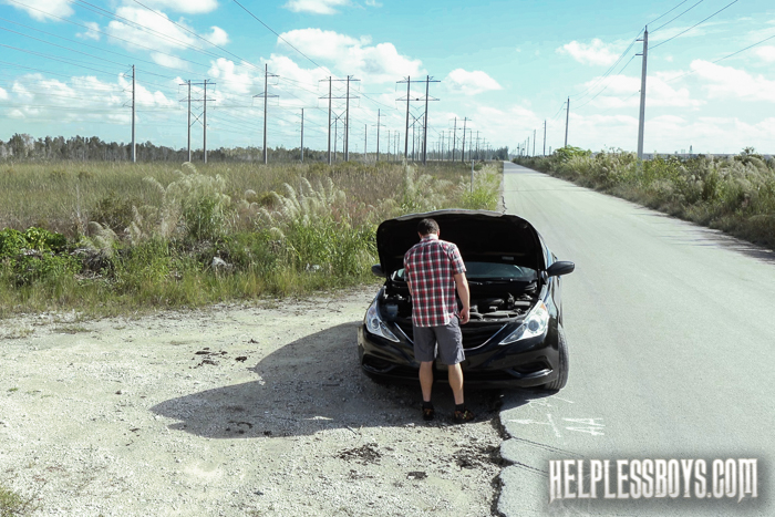 Stranded Young Cutie Damien Nichols Has Run Out Of Gas In The Middle Of Nowhere And Now H